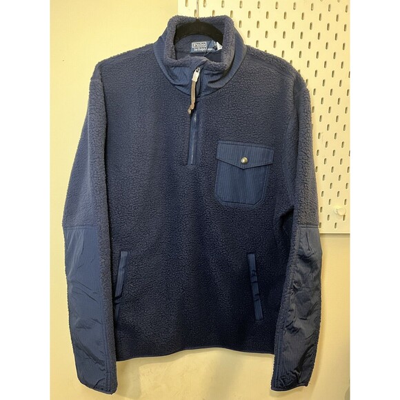 Polo Ralph Lauren Navy Hybrid Fleece Pullover Jacket Mens MNWT $248